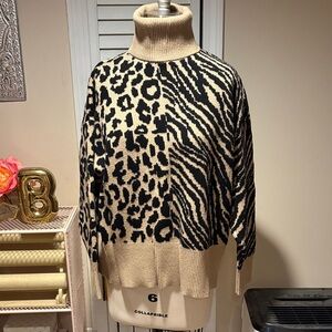 Animal Print Turtleneck Sweater